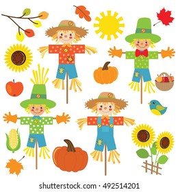 Scarecrow Vector Cartoon Illustration