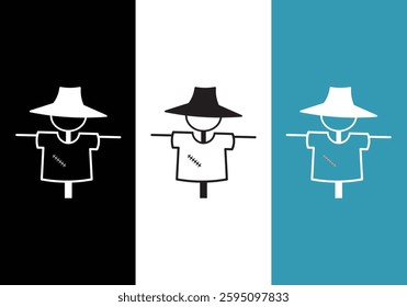 Scarecrow vector design icon. Graph symbol for agriculture, garden and plants web site and apps design, logo