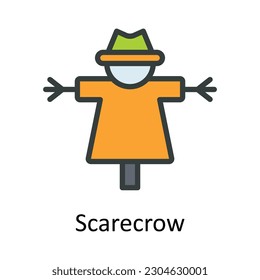 Scarecrow vector  Fill  outline Icon Design illustration. Agriculture  Symbol on White background EPS 10 File