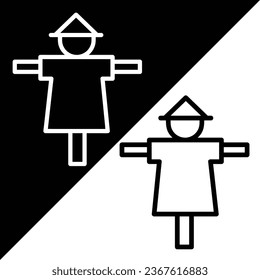 Scarecrow Vector Icon, Lineal style icon, from Agriculture icons collection, isolated on Black and white Background.