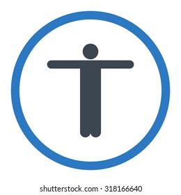 Scarecrow vector icon. This rounded flat symbol is drawn with smooth blue colors on a white background.