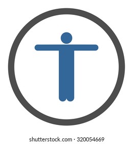 Scarecrow vector icon. This rounded flat symbol is drawn with cobalt and gray colors on a white background.