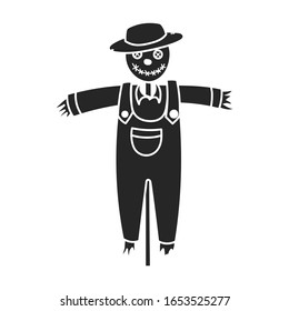 Scarecrow vector icon.Black vector icon isolated on white background scarecrow.