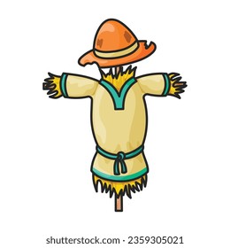 Icono vectorial de espantapájaros.Icono vectorial de color aislado en espantapájaros de fondo blanco.