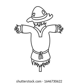 Scarecrow vector icon.Outline vector icon isolated on white background scarecrow.