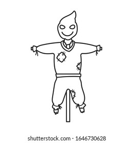 Scarecrow vector icon.Outline vector icon isolated on white background scarecrow.