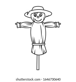 Scarecrow vector icon.Outline vector icon isolated on white background scarecrow.
