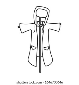 Scarecrow vector icon.Outline vector icon isolated on white background scarecrow.