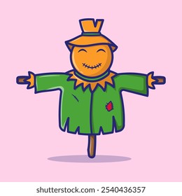 Scarecrow Vector, Illustration, Icon Isolated, Gardening Icon, Farming Icon Illustration 