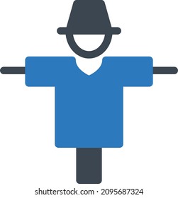 ilustración vectorial de espantapájaros aislada en un fondo transparente. iconos vectoriales de glifo para el concepto o gráficos web.