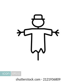 Icono de diseño aislado vectorial de espantapájaros. Símbolo gráfico para agricultura, jardín y plantas sitio web y diseño de aplicaciones, logotipo, aplicación, interfaz de usuario