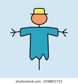 Scarecrow-Vektor-isoliertes Design-Symbol. Graph-Symbol für Landwirtschaft, Garten und Pflanzen Website und Apps Design, Logo, App, UI