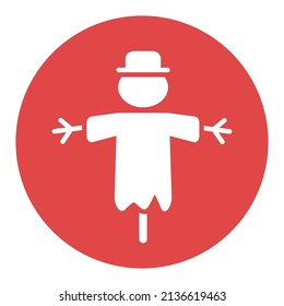 Icono de glifo aislado del vector de espantapájaros. Símbolo gráfico para agricultura, jardín y plantas sitio web y diseño de aplicaciones, logotipo, aplicación, interfaz de usuario