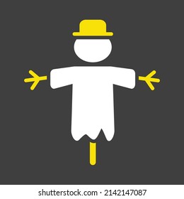 Scarecrow vector isolated glyph icon. Graph symbol for agriculture, garden and plants web site and apps design, logo, app, UI