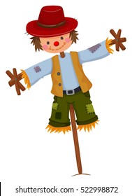 Scarecrow con sombrero rojo e ilustración de chaleco