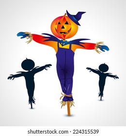 Scarecrows halloween symbol - vector illustration