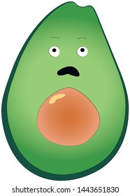 scared and alarmed green avocado