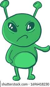 Scared alien, illustration, vector on white background