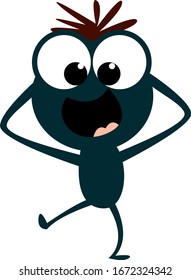 Scared ant, illustration, vector on white background.