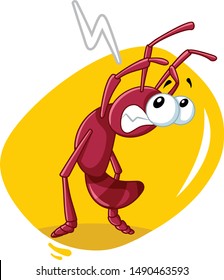 Scared Ant Insect Vector Cartoon. Funny bug in pest controlling concept illustration
