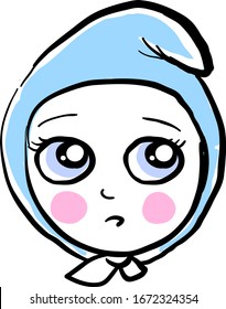Scared baby face, illustration, vector on white background.