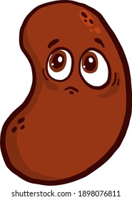 Scared bean, illustration, vector on a white background.