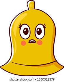 Scared bell, illustration, vector on white background.