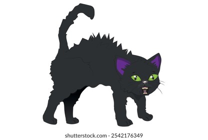 Angst schwarze Katze, Pech-Konzept. Vektorgrafik eines Kätzchens im Cartoonstil.