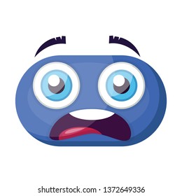 Scared blue emoji face vector illustration on a white background