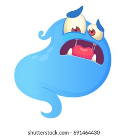 Scared blue monster cartoon. Vector illustration