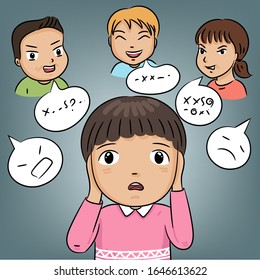 niño asustado está siendo intimidado por el concepto de ilustración vectorial de los amigos