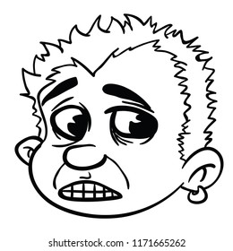 scared boy cartoon illustration isolated on white
