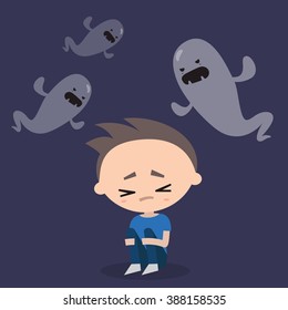 Scared boy flat illustration