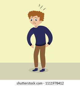 Scared Boy Isolated - Illustration