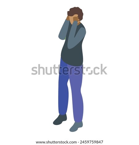 Scared boy kid icon isometric vector. Child emoji. Teen expression
