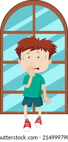 Scared boy simple cartoon character illustration