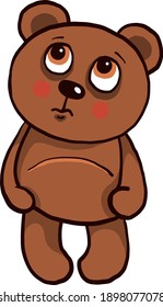 Scared brown bear, illustration, vector on a white background.