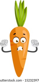 Asustado zanahoria, ilustración, vector sobre fondo blanco.