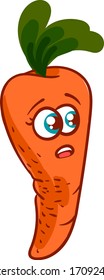 Scared carrot, illustration, vector on white background