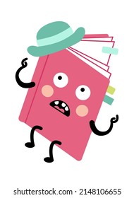 Scared cartoon book. Education icon. Vector illustration