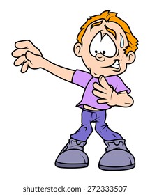 Scared Cartoon Boy Character