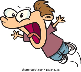 scared cartoon boy jumping