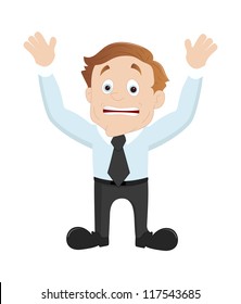 Scared Cartoon Businessman