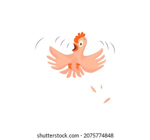 Scared cartoon chicken. Vector clip art illustration