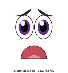 Vetor de rosto de desenho animado com medo. Ilustração vetorial