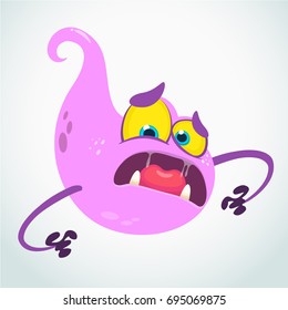 Scared cartoon flying monster blob. Halloween vector illustration