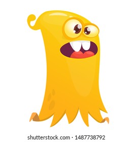 Scared cartoon flying monster. Vector illustration of funny ghost character