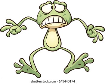 Scared cartoon frog. Vector clip art illustration with simple gradients. All in a single layer.