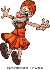 Scared cartoon guru. Vector clip art illustration with simple gradients. All in a single layer.