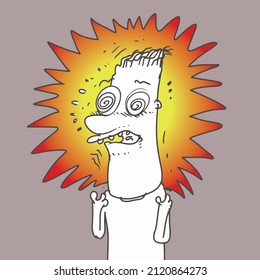 caricaturista asustada, ilustración vectorial.